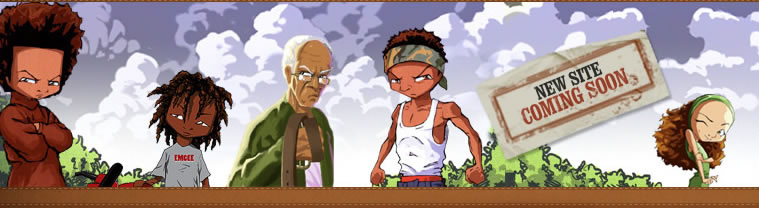 graphic image: comic strip panel showing characters of 'The Boondocks'