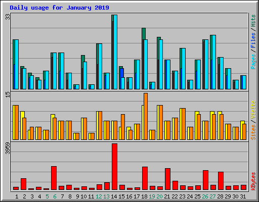 Daily usage for January 2019