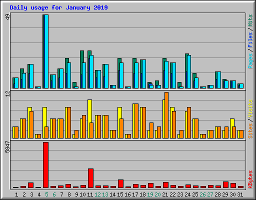 Daily usage for January 2019