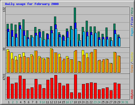 Daily usage for February 2008