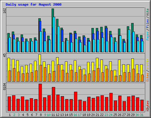 Daily usage for August 2008
