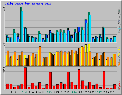 Daily usage for January 2019