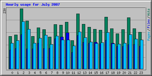 Hourly usage for July 2007
