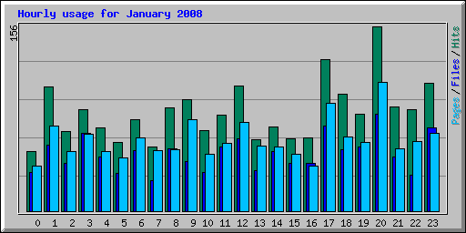 Hourly usage for January 2008