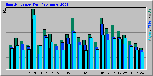 Hourly usage for February 2009