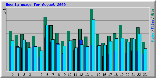 Hourly usage for August 2009