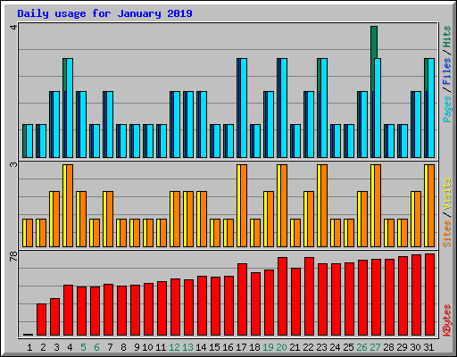 Daily usage for January 2019