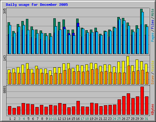 Daily usage for December 2005
