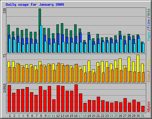 Daily usage for January 2009