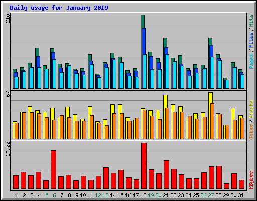 Daily usage for January 2019