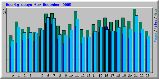 Hourly usage for December 2005