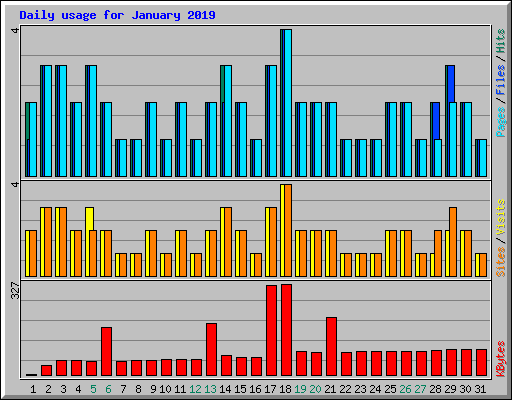 Daily usage for January 2019