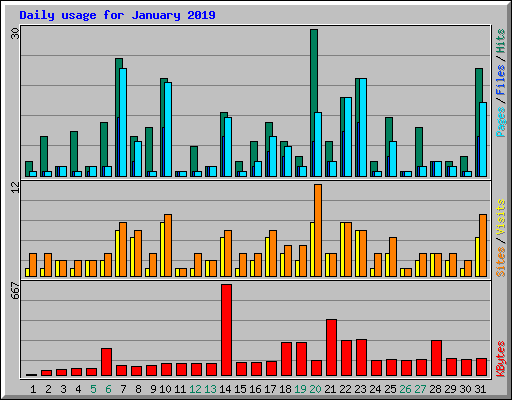 Daily usage for January 2019