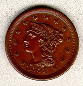 1852 cent obverse