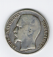 1852 5 franc obverse