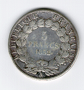 1852 5 franc reverse